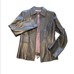 Fitted Black Leather Jacket Sz 6